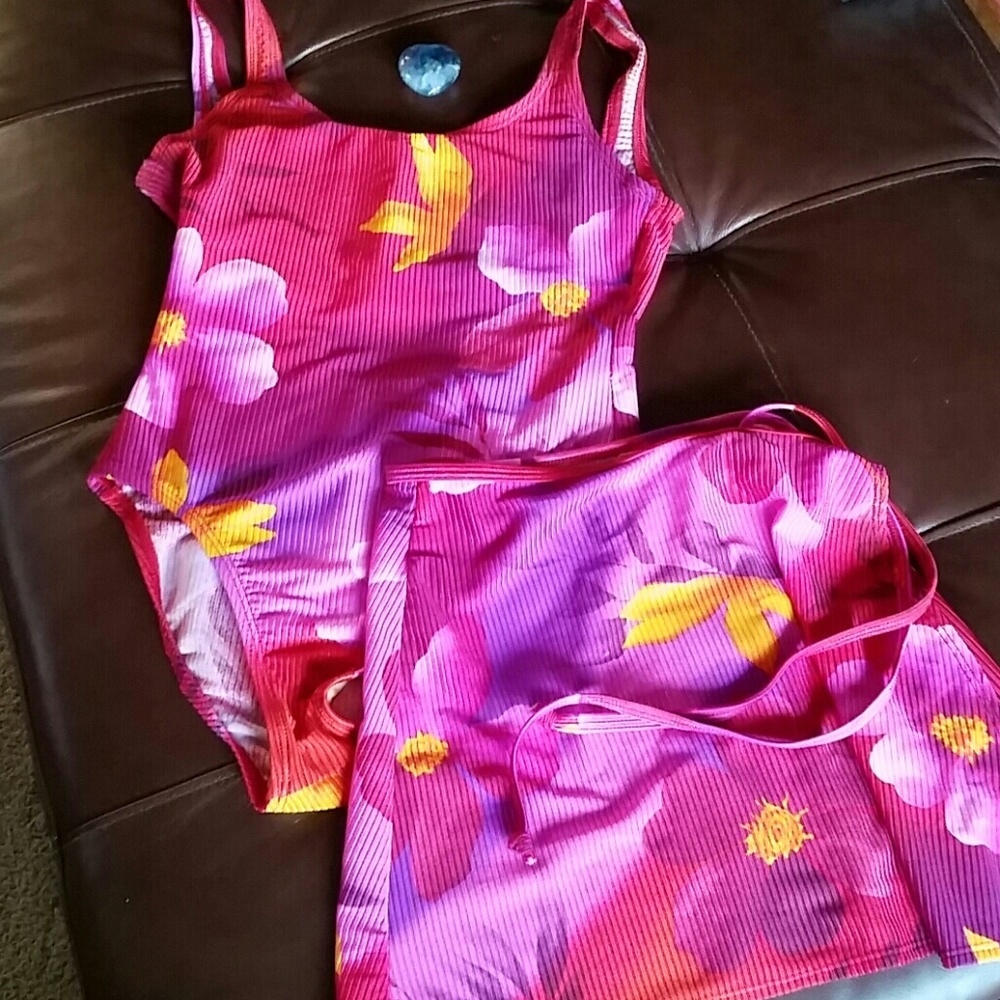 SALE One piece swimsuit with wrap skirt